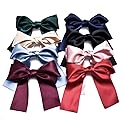 Set of 8 Big Satin Solid Ribbon French Barrette Large Big Huge Soft Silky Hair Bow Clip Bow Hair Clips Women Barrettes