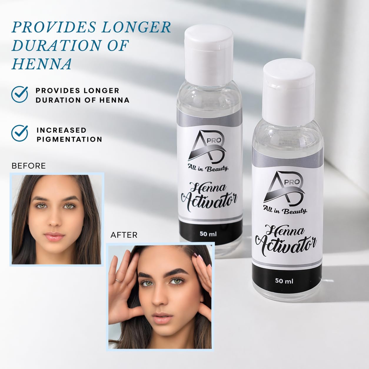 ALL IN PRO BEAUTY Henna Activator for Brows - Fixative Mixer, Enhances Color Intensity, Uniformity, Application Control & Long-Lasting Professional