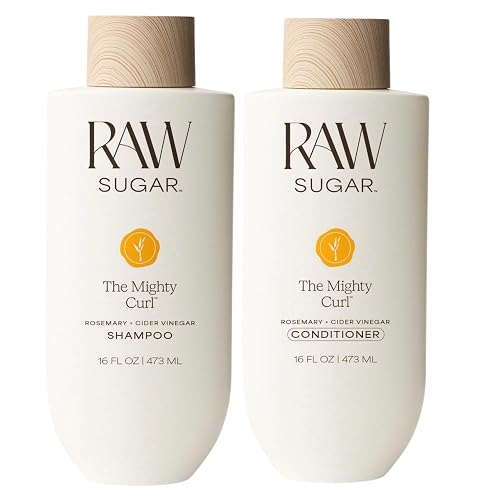 RAW SUGAR The Mighty Curl™ Shampoo and Conditioner Set, Rosemary + Cider Vinegar, 16 Fl Oz Each, 2 Count