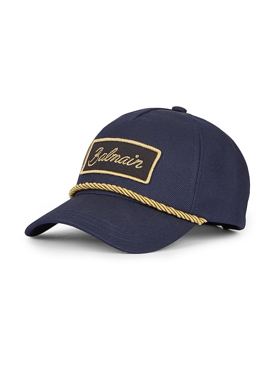 Balmain, Embroidered Logo Patch Baseball Cap, Navy Black Gold