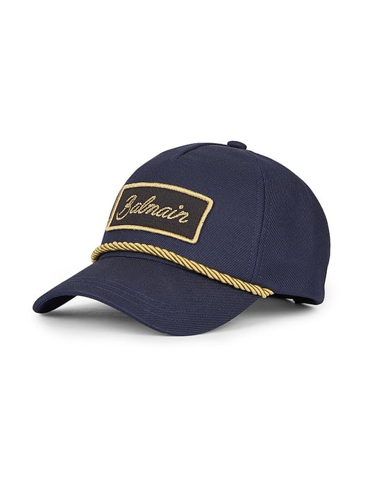 Balmain, Embroidered Logo Patch Baseball Cap, Navy Black Gold