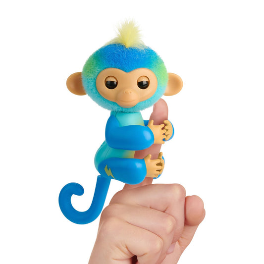 Fingerlings 2023 NEW Interactive Baby Monkey Reacts to Touch - 70+ Sounds & Reactions - Leo (Blue)
