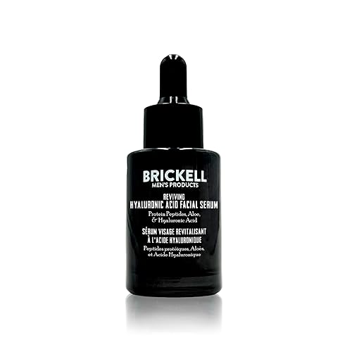 Brickell Men's Anti Aging Hyaluronic Acid Serum for Face, Reviving Day Serum for Men, Natural and Organic with Protein Peptides to Restore Firmness