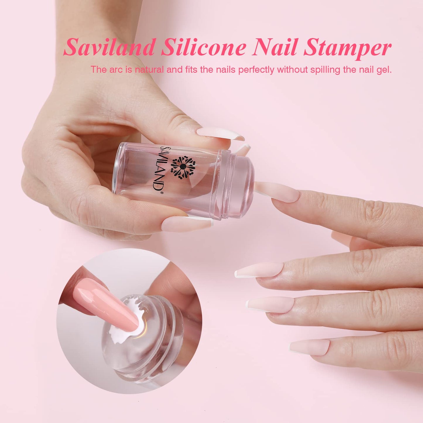 Saviland French Manicure Kit: French Tip Nail Stamp with White Gel Nail Polish Set, Jelly Silicone Nail Stamper Nail Stamper Kit for French Nails Home Beauty and Personal Care SAVILAND