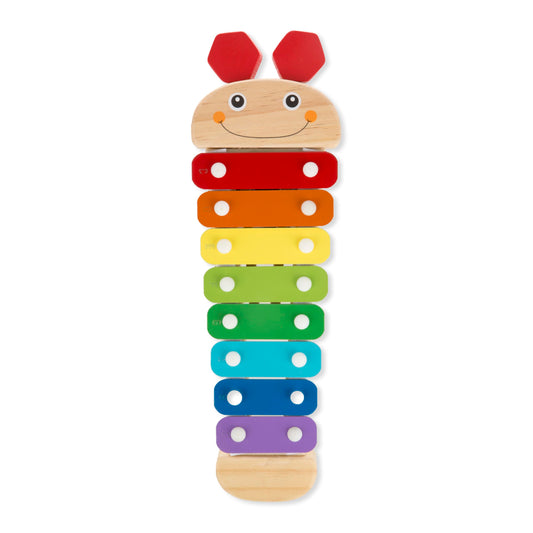 Melissa & Doug Caterpillar Xylophone Musical Toy with Wooden Mallets 15.25" x 6.5" x 1.5", Blue