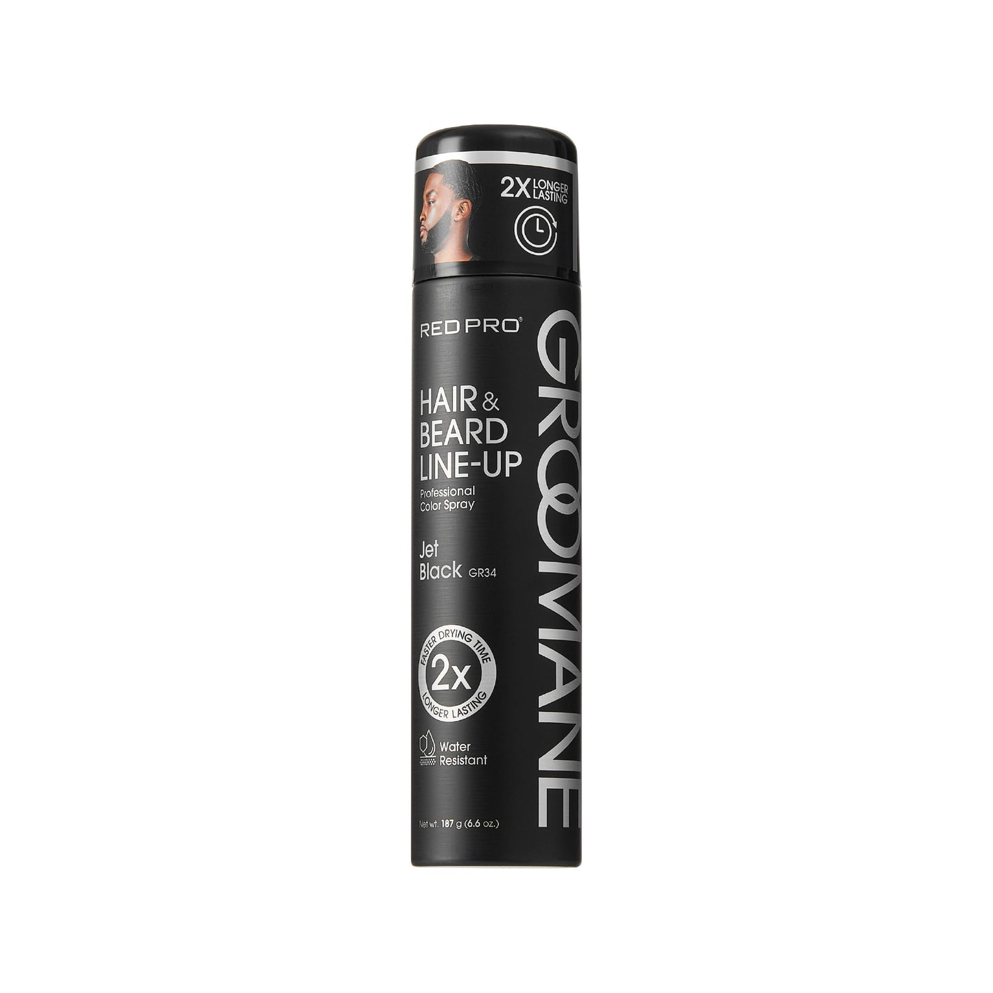 RED Pro GROOMANE Temporary Color Spray for Hair & Beard Line-Up, Barber Grade, Quick-Drying, 2X Longer-Lasting (Up to 20 Washes), Precision Nozzle, No