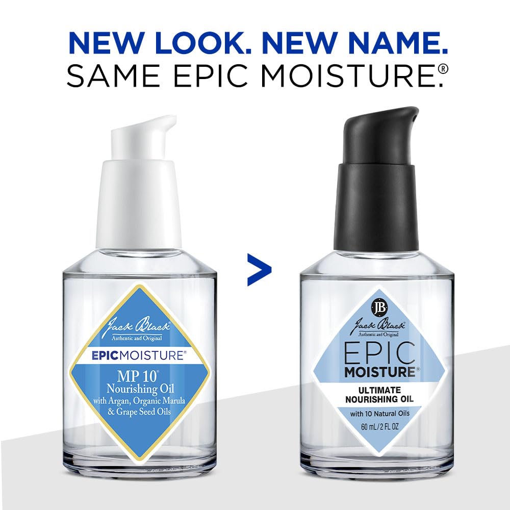 Jack Black Epic Moisture Ultimate MP10 Nourishing Oil, 2 Fl Oz - Multi-Purpose Moisturizing Body Oil and Beard Oil with 10 Natural Oils for Face