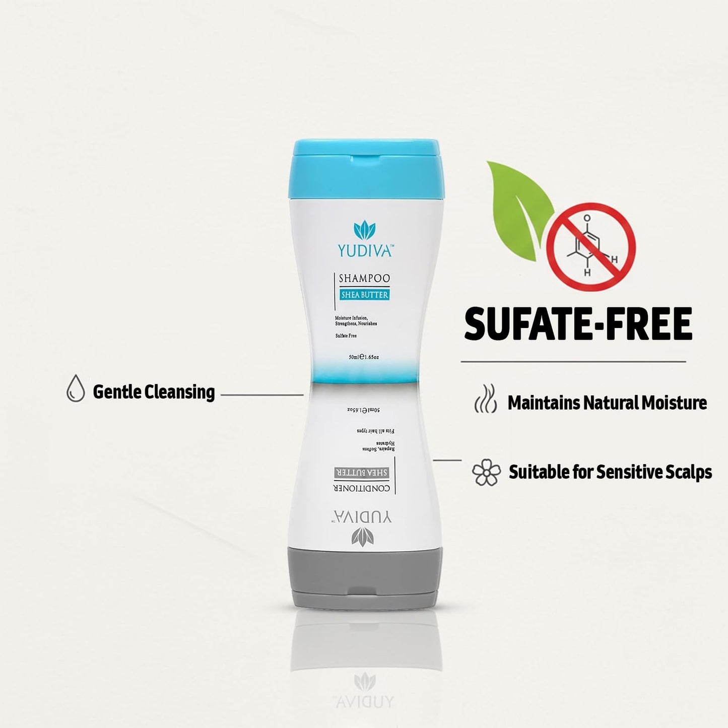 Yudiva Dual Chamber Shampoo and Conditioner with Shea Butter - 3.3 Fl Oz Travel Shampoo and Conditioner Duo - Moisturizing Haircare - Airline Friendly