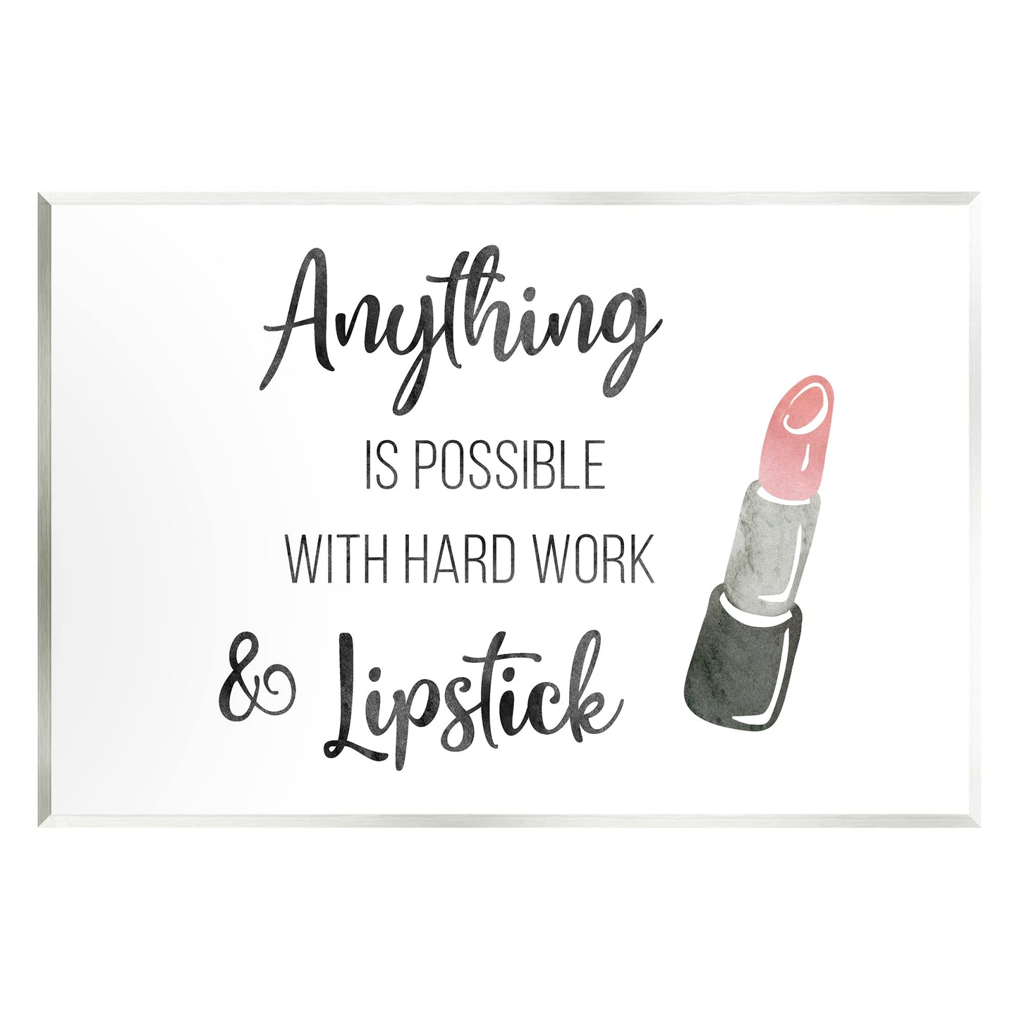 Stupell Industries Anything Possible With Lipstick Glam Makeup Inspiration Wood Wall Art, Design By CAD Designs