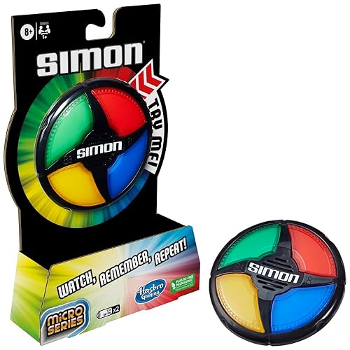 Hasbro Gaming Simon Micro Series Electronic Game for 1 or More Players, Classic Simon Gameplay in a Compact Size, Fun Party Game for Kids Ages 8+