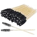 300 Pack Glitter Mascara Wands Disposable EyeLash Spoolie Brushes Makeup Applicator Eyelash Extension Tool Kit, Crystal Gold Handle Black Brush Head
