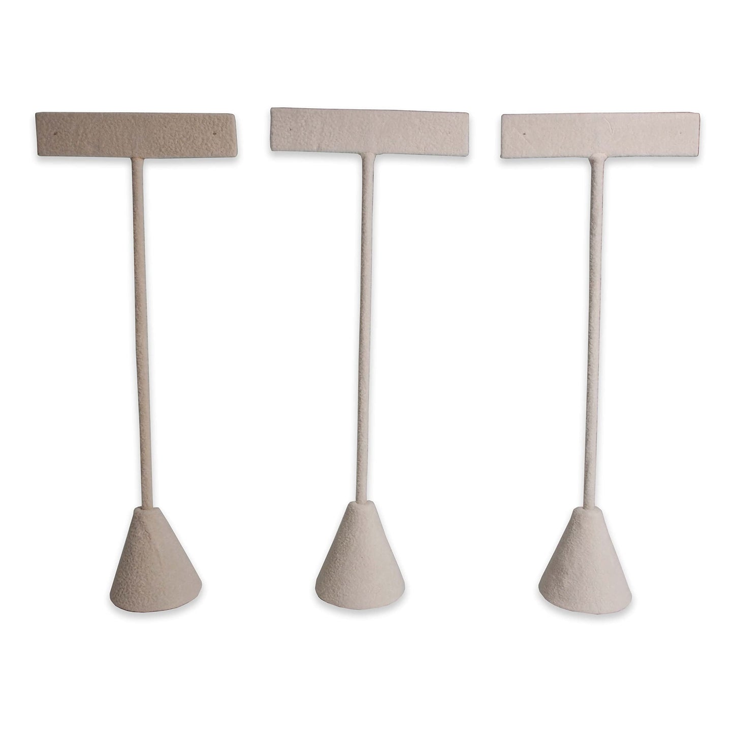 N’icePackaging 6-Pack 6.75" Tall - Beige Faux-Suede Free-Standing Earring T-Stand Display - T-Shape For Business Home Sales Showroom and Tradeshow…