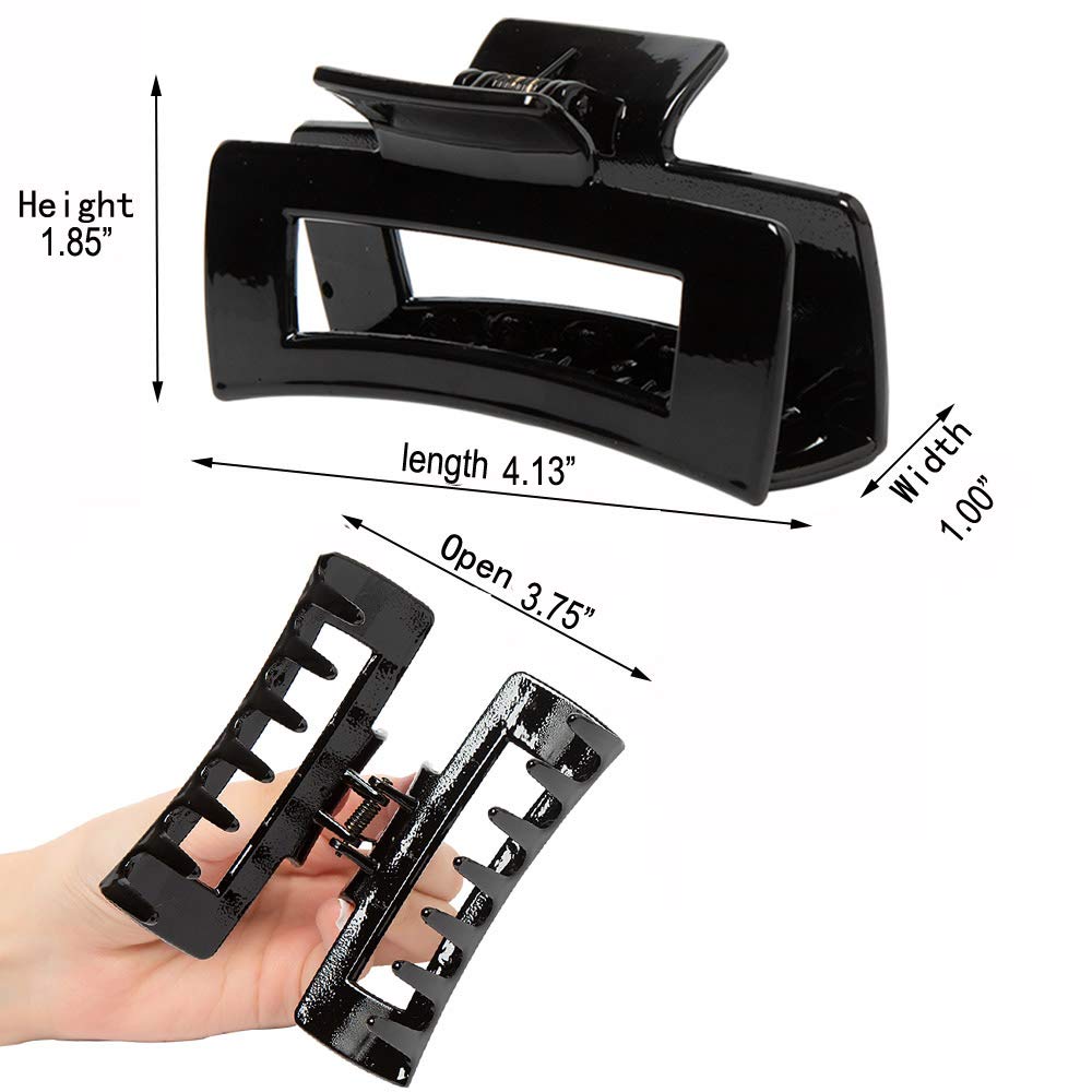 Kitiin Black Claw Clips for Thick/Fine/Thin Hair,Strong holding teeth interlocking Women Large Jaw Clips neutral 3 Count In set basic hair accessories