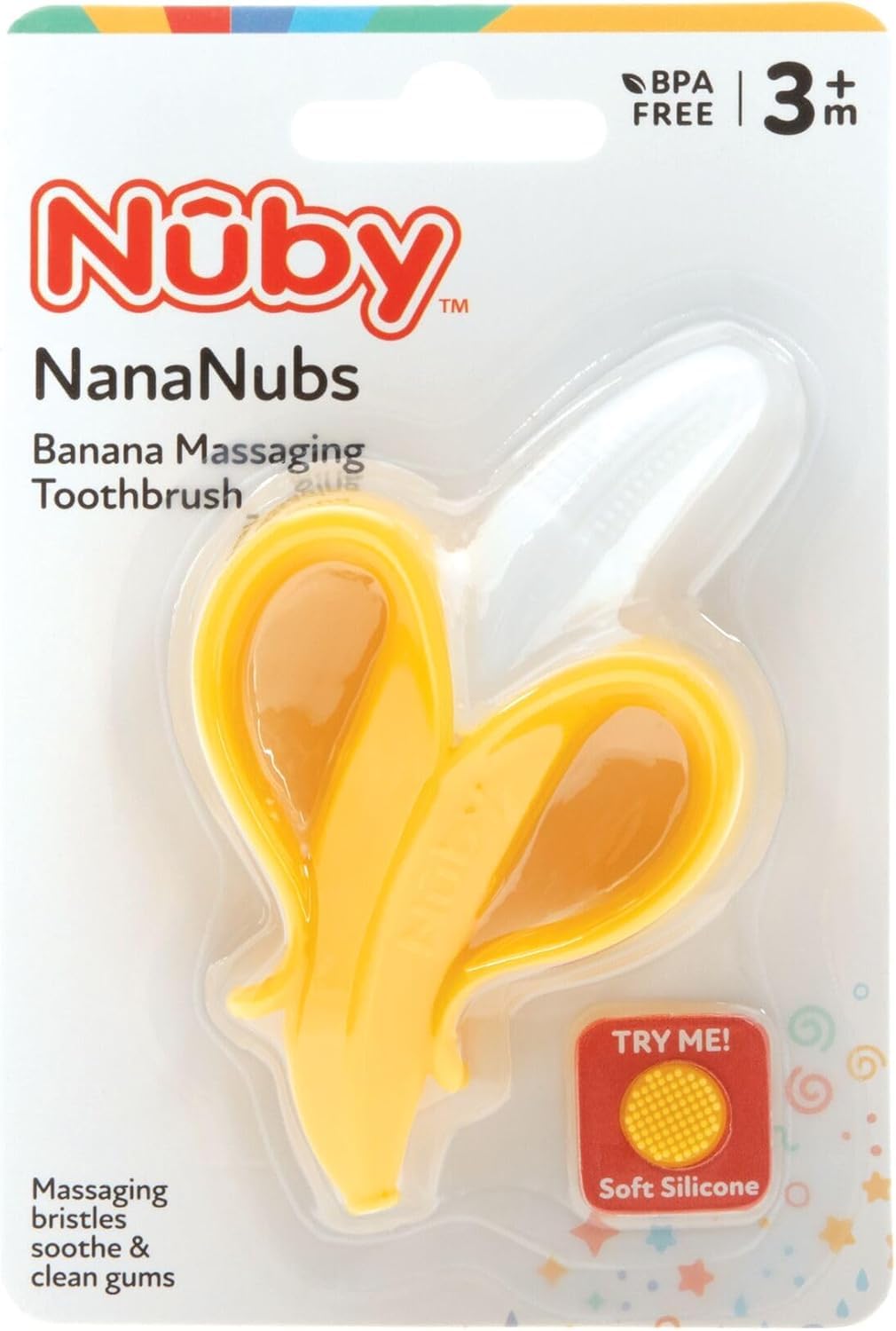 Nuby Nananubs Banana Teether – Silicone Massaging Toy for Babies 3M+, Soothes Sore Gums, Travel-Friendly Baby Essential & Gift