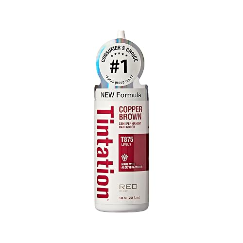 Red by Kiss Tintation Semi-Permanent Hair Color, Aloe Vera Water Based, Argan Oil, Olive Oil, Collagen & Keratin, Long-Lasting Color Dye (Copper