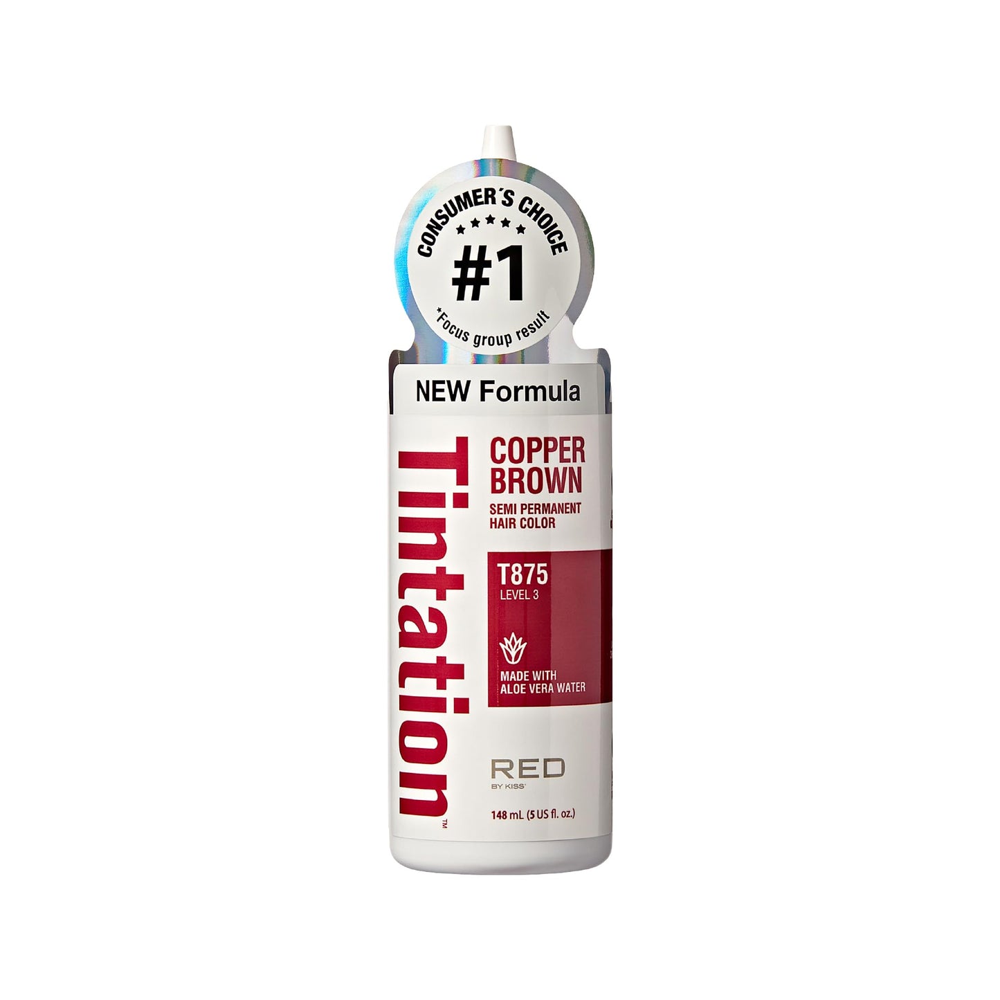 Red by Kiss Tintation Semi-Permanent Hair Color, Aloe Vera Water Based, Argan Oil, Olive Oil, Collagen & Keratin, Long-Lasting Color Dye (Copper
