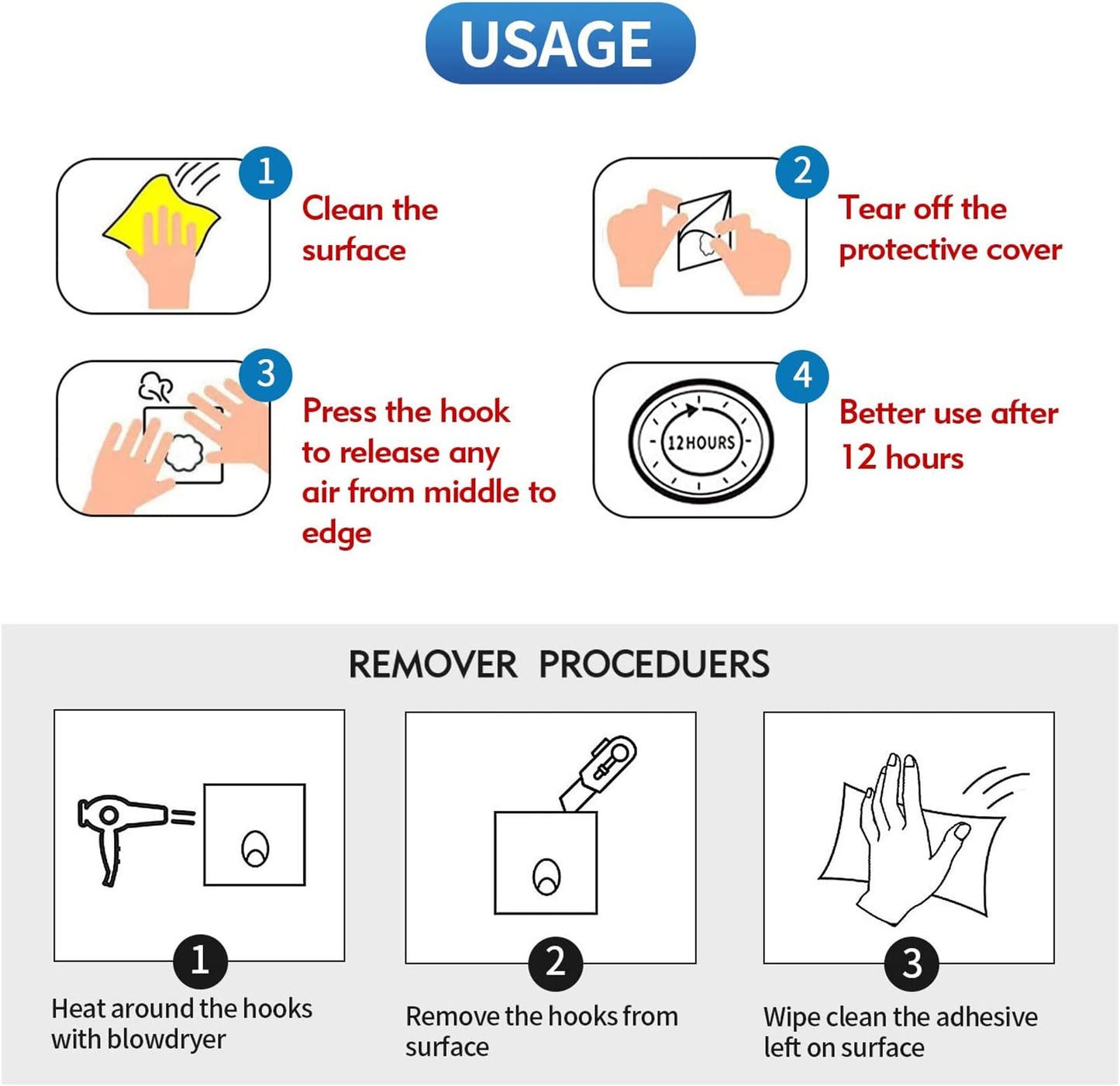 Adhesive Kitchen Wall Hooks, 24-Pack Heavy Duty 24lb Max, Transparent Waterproof Nail-Free Stainless Hangers for Keys, Bathroom, Outdoor & Home