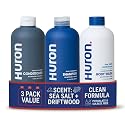 Huron Shower Kit for Men and Women - Shampoo, Conditioner & Body Wash with Sea Salt + Driftwood Scent, Hydrating, Phthalate-Free, non-toxic