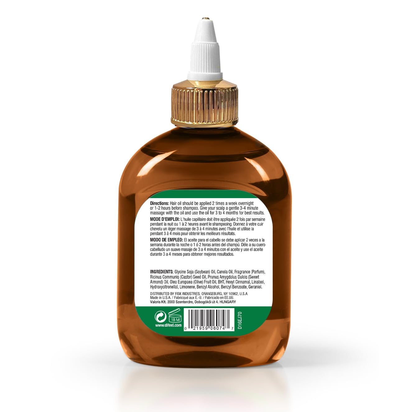 Difeel Jamaican Black Castor Premium Hair Oil 7.1 oz. - Thickening Jamaican Black Castor Oil for Hair Growth