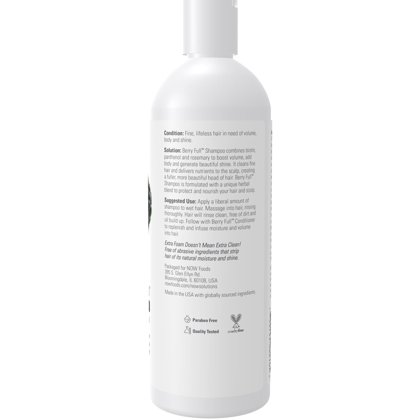 NOW Foods Solutions, Berry Full™, Volume Boost Shampoo for Fine Hair with Biotin, pH Balanced, 16-Ounce