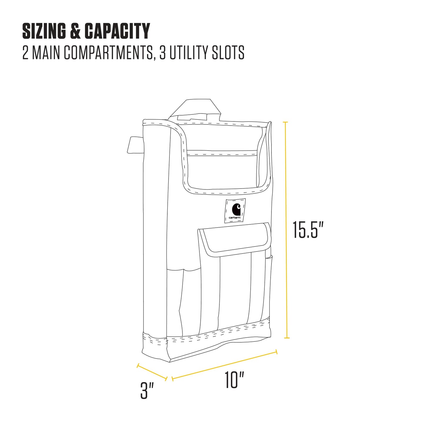Carhartt Front Seat Car Organizer, Passenger Seat Storage & Organization for Books, Files, Folders, Laptop & More, Black