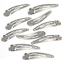 10 Pieces Metal Snap Hair Clips with Round Tray BB Hair Clips with Blanks Tray Non Slip Hair Barrettes with 12mm Round Tray for DIY Hair Accessories