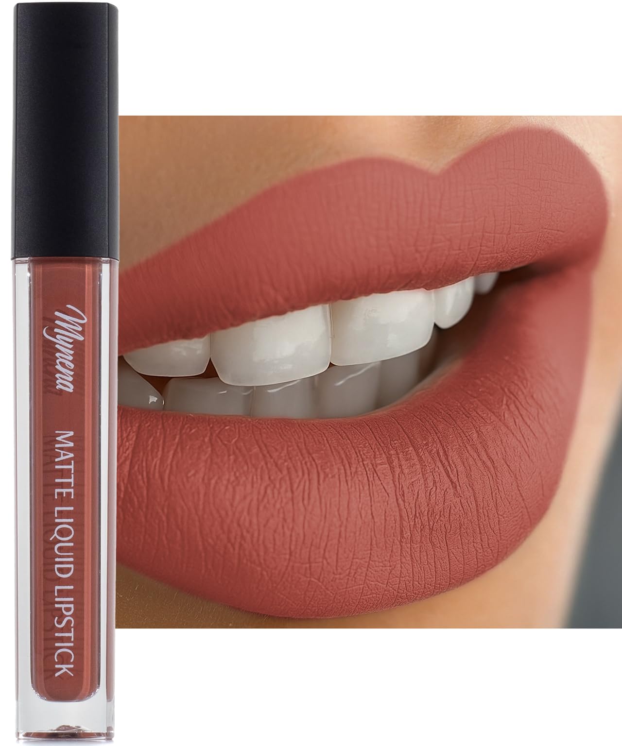 Mynena Warm Terracotta Rose Matte Liquid Lipstick | Long-Lasting Comfort | Smudge-Proof Transfer-Resistant | Full Coverage Non-Drying | Vegan