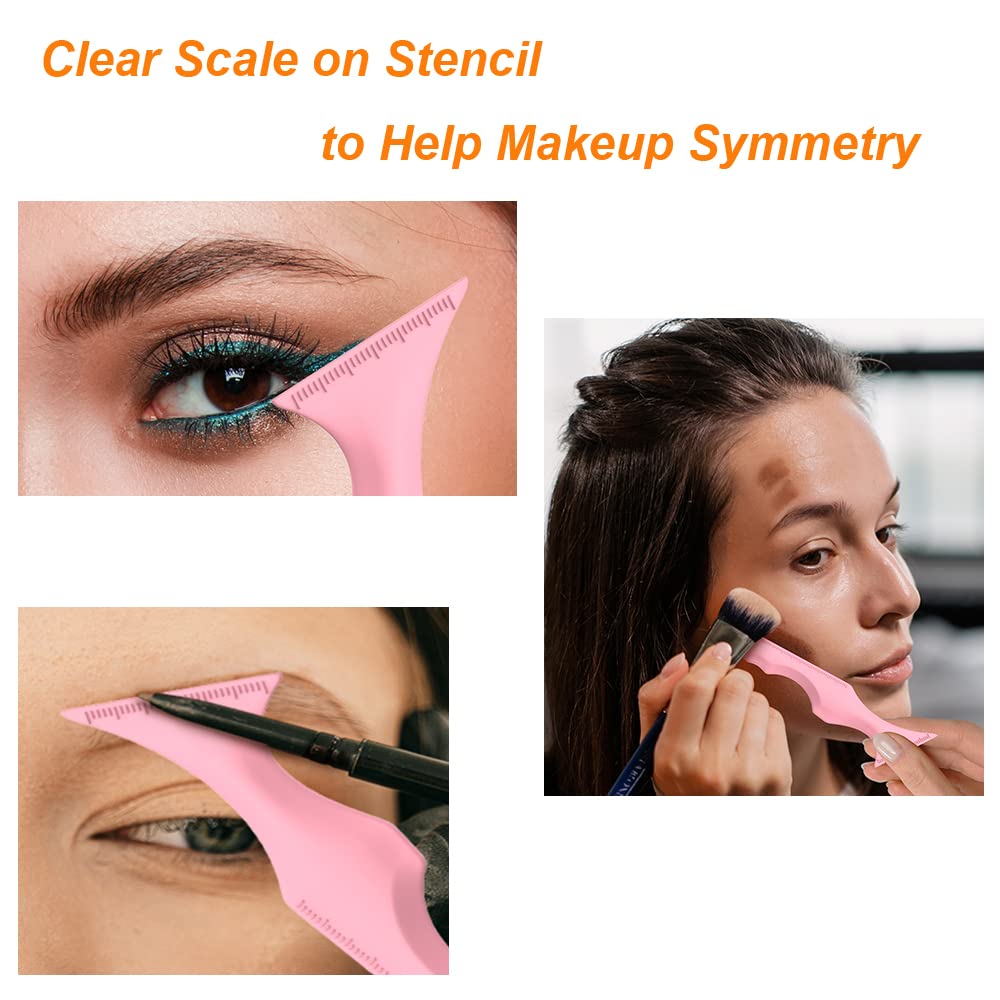 URGINO 5 in 1 Silicone Eyeliner Stencils Reusable Clean Winged Liner for Eyes,Make up Tools as Eyelash Shield/Eyebrow Shaping/Jaw Line/Lip Line