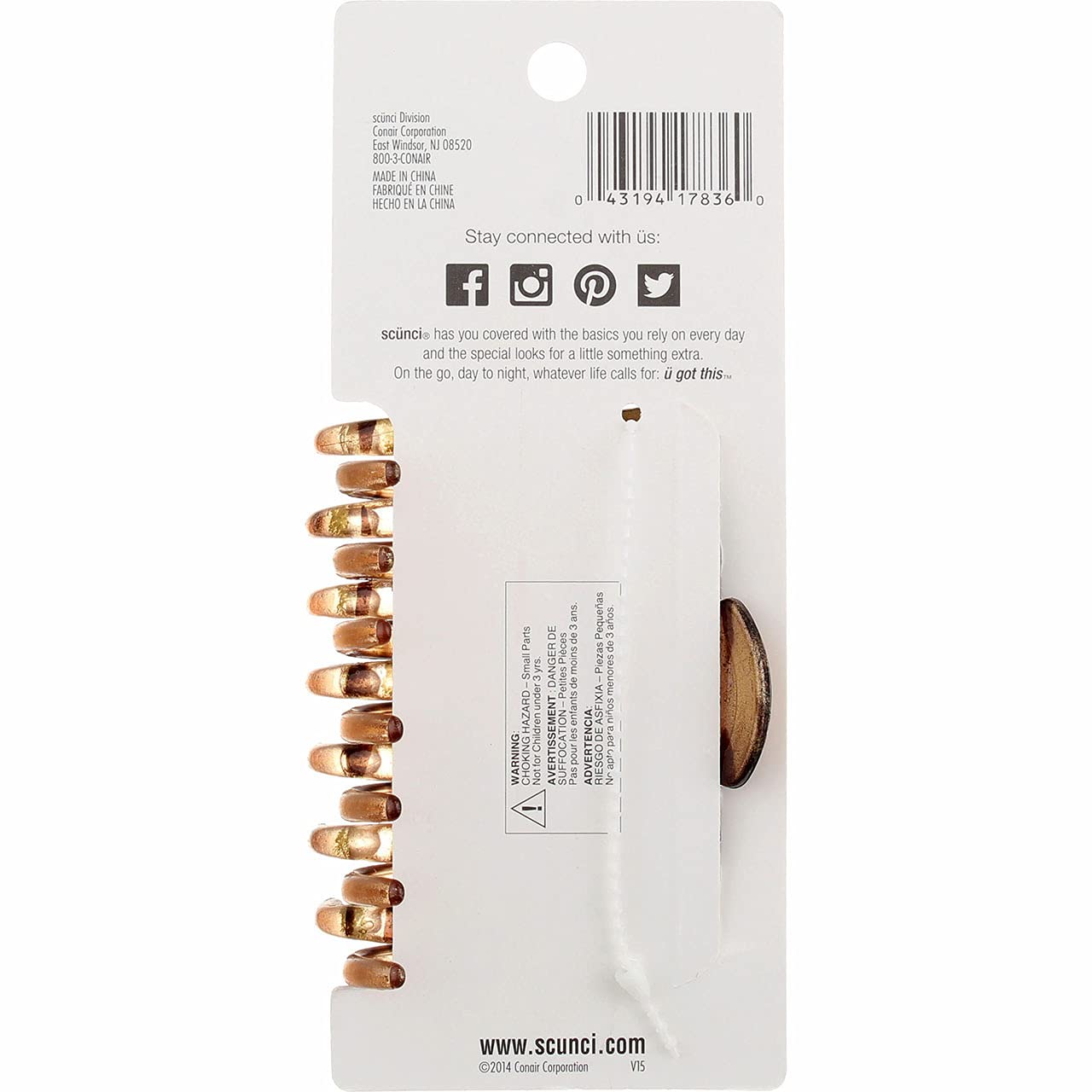 Scunci No Slip Crown Clip for Thick Hair 1 ea (Pack of 6)