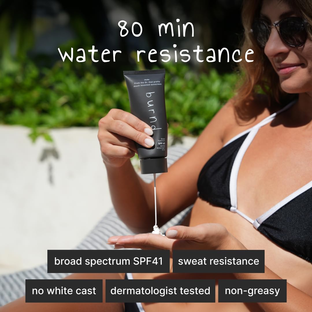 burnd. SPF 41 Broad Spectrum Sunscreen Lotion, Invisible Zinc Oxide Sunscreen, Water Resistant 80 Min, Fragrance Free, Dermatologist & Pediatrician Beauty and Personal Care burnd