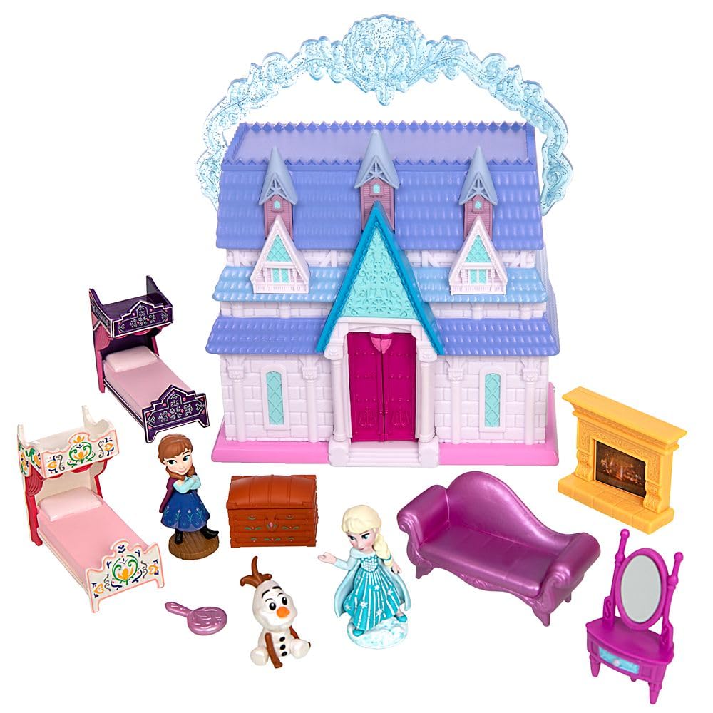 DISNEY STORE Official Frozen Castle Micro Play Set, Micro Toy Set Includes Elsa, Anna & Olaf Micro Figures, Travel Toy Portable Playset with Handle,…