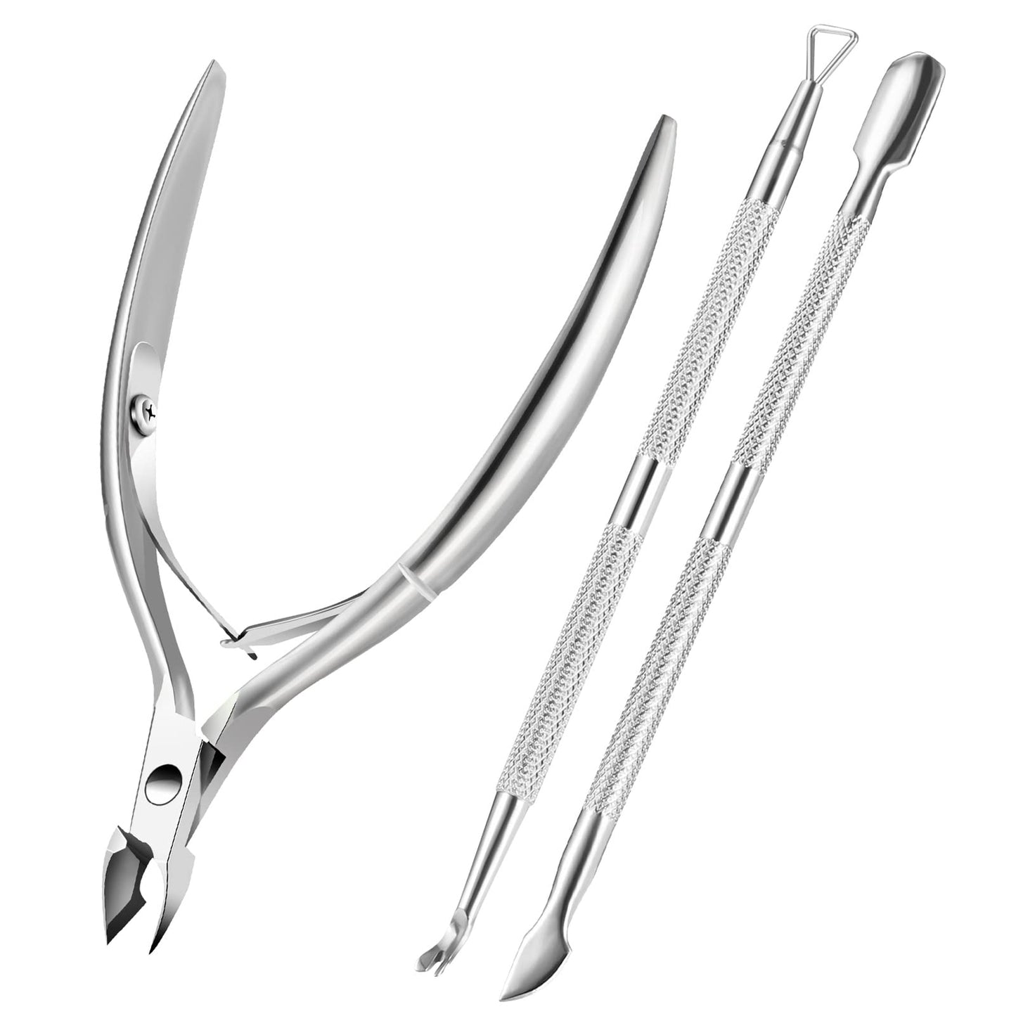Cuticle Trimmer Cuticle Remover with Cuticle Pusher, XUNXMAS Professional Stainless Steel Durable Pedicure Manicure Tools Cutter Nipper Scissor