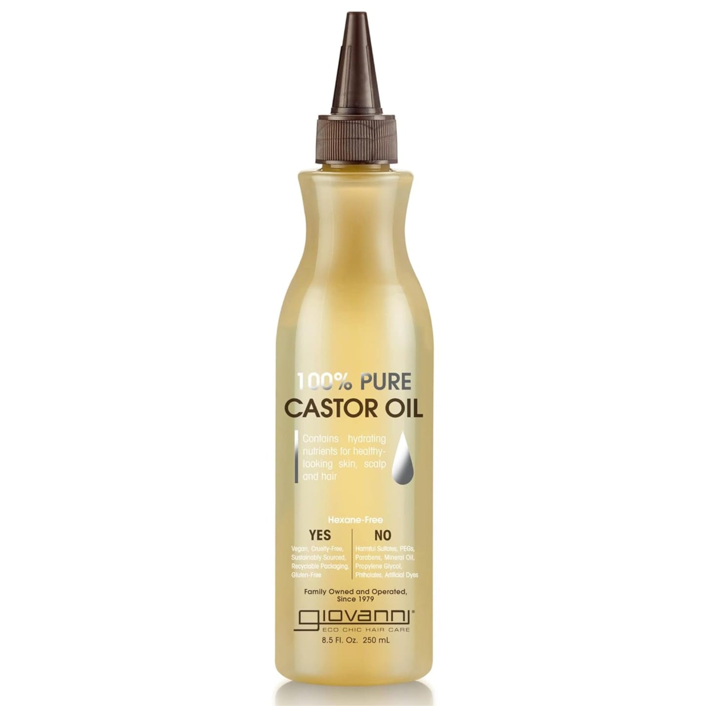 GIOVANNI Smoothing Castor Oil - 100% Pure, All Hair Types, Naturally Nourish Skin, Moisturize Hair & Scalp, Reduces Frizz & Helps Rebond Split Ends