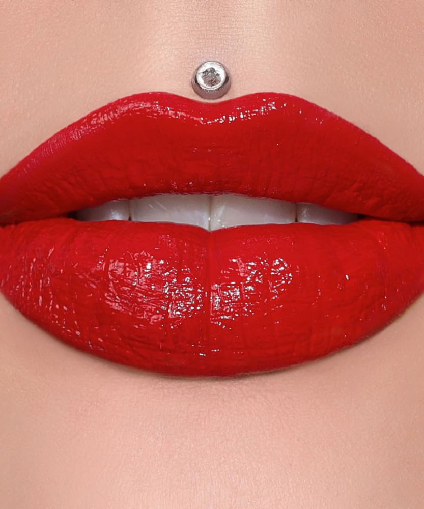 Jeffree Star Cosmetics Supreme Gloss - Red Affair (Medium) - Full-Pigment, High-Shine, Non-Sticky Lip Gloss with Rose Petal Applicator, Vegan &