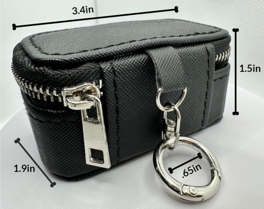 CMD Travel Jewelry Box Case Holder with Secure Keychain, Mini Portable Ring Holder for Gym, Travel Jewelry Storage with Zipper Closure, Earring…