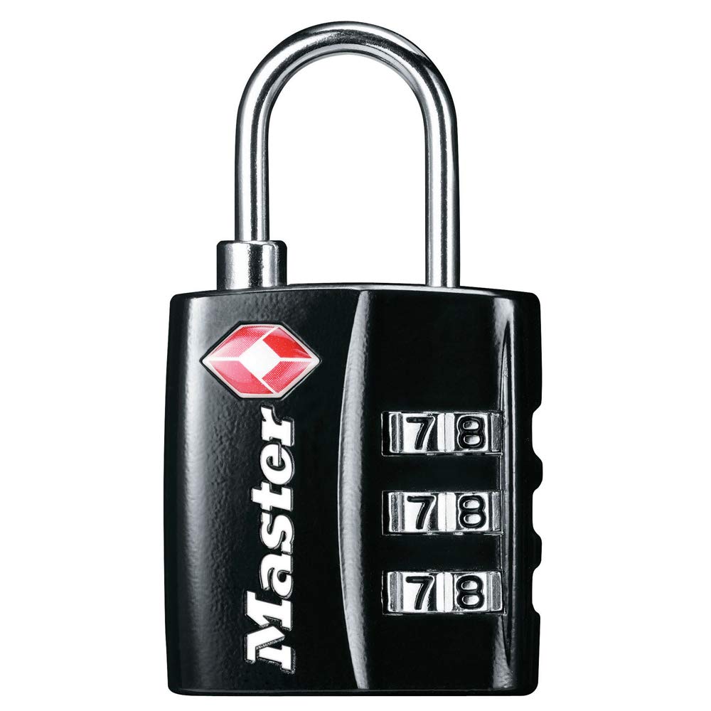 Master Lock TSA Approved Luggage Lock – Durable Wide Body Travel Padlock with Thin Steel Shackle for Suitcases & Backpacks (4680DBLK)