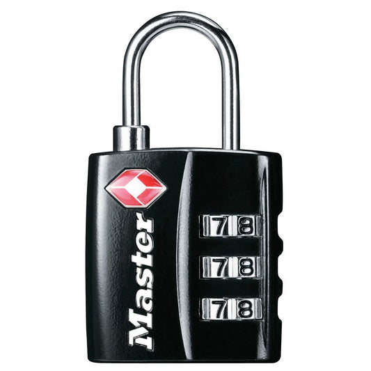 Master Lock TSA Approved Luggage Lock – Durable Wide Body Travel Padlock with Thin Steel Shackle for Suitcases & Backpacks (4680DBLK)