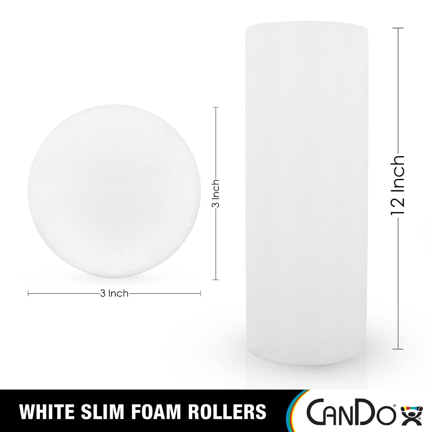 CanDo Slim White PE Foam Rollers for Exercise, Fitness, Muscle Restoration, Massage Therapy, Sport Recovery and Physical Therapy for Home, Clinics,…