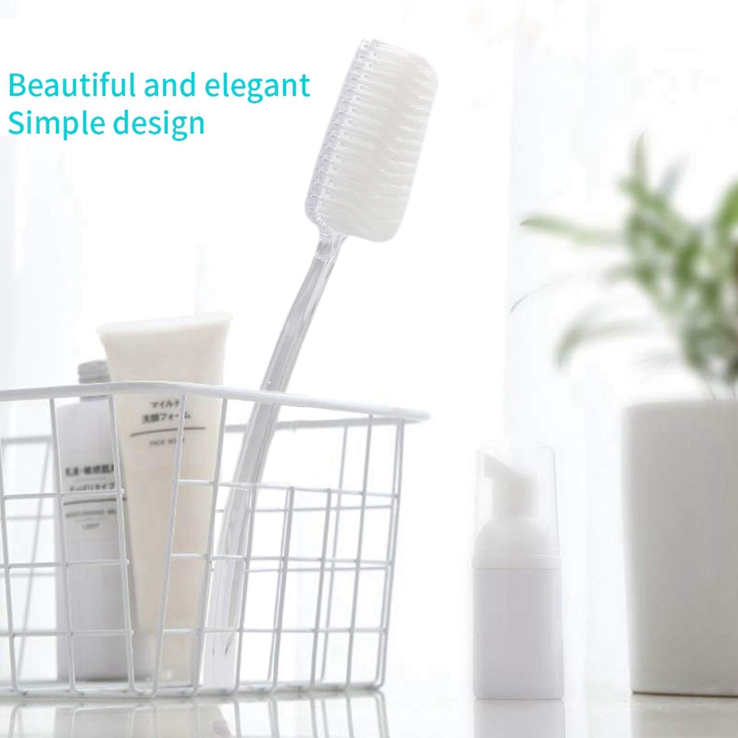 Mczxon Bath Body Back Shower Brush with Curved Long Handle for Exfoliating Skin Improve Blood Circulation, Clear Back Scrubber Bath Wet or Dry