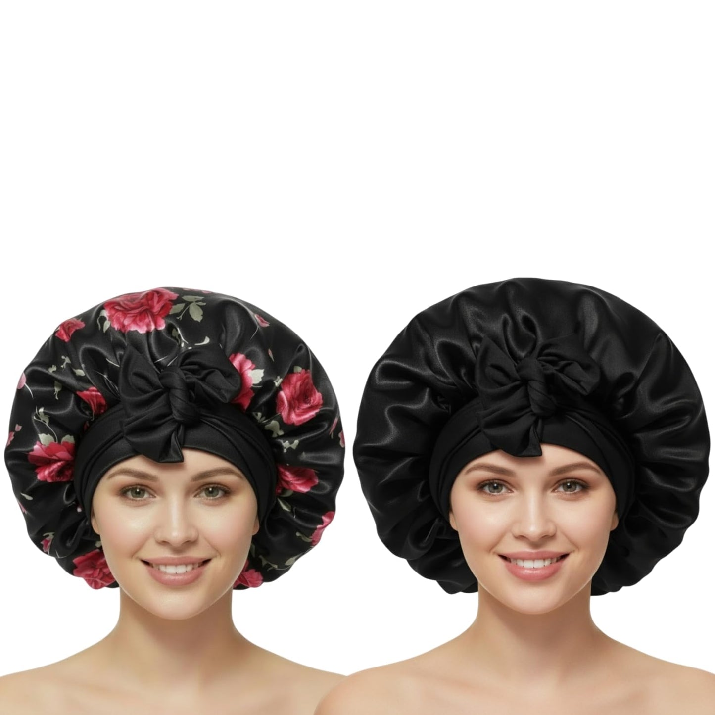 Satin Bonnets for Sleeping Women Braids Long Hair Cover Silk Hair Bonnet Night Caps XL Large Satin Sleep Cap with Tie