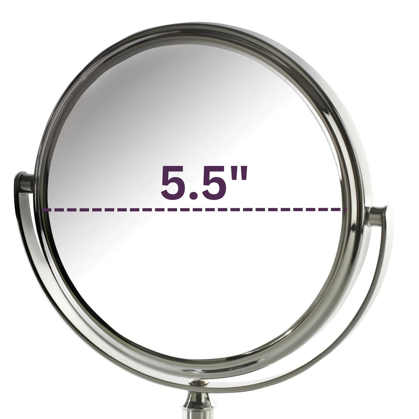 Model's Choice Two-Sided Tabletop Makeup Mirror - Makeup Mirror with 5X Magnification & Swivel Design - Portable 5.5-Inch Diameter Mirror in Chrome