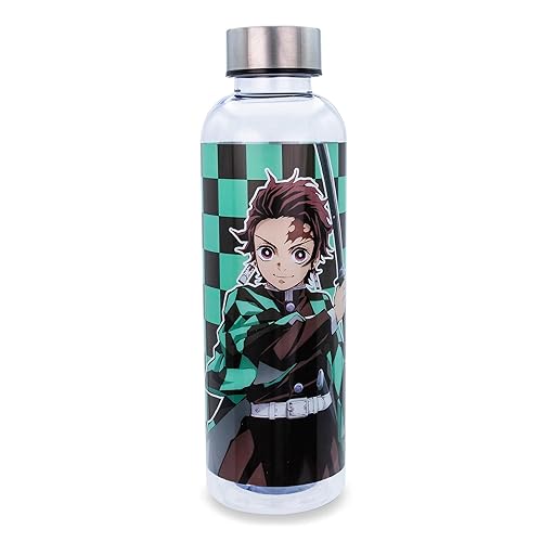 Surreal Entertainment Demon Slayer Tanjiro Kamado Plastic Water Bottle With Screw-On Lid | BPA-Free Plastic Sports Jug With Leakproof Lid