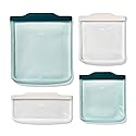 OXO Good Grips Silicone Reusable Bags - 4 Piece Starter Set - Oat/Lagoon