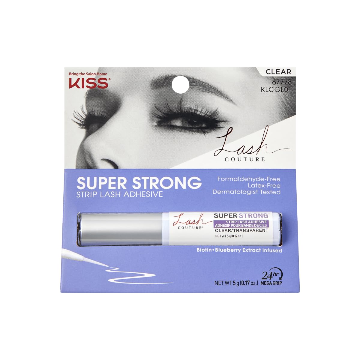 KISS Lash Couture, Lash Glue, Super Strong Strip Lash Adhesive, White, Includes Lash Adhesive, Long Lasting Wear, Can Be Used with Strip Lashes