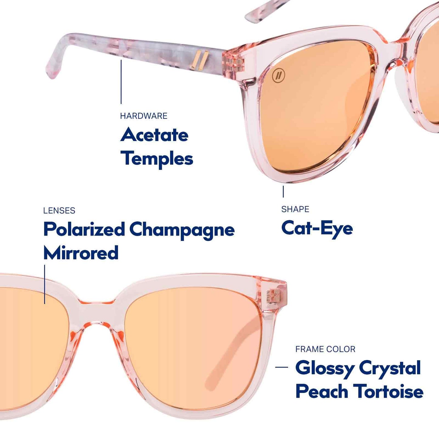 Blenders Eyewear Grove - Polarized Sunglasses - Butterfly Frames with Acetate Temples - 100% UV Protection - For Women - Gemstone Gal