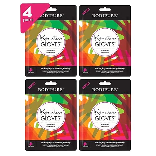 Bodipure Premium Hand Mask Keratin Gloves | Moisturizing Gloves for Dry Hands & Nail-Strengthening & Cuticle Softening | Spa Experience at Home |