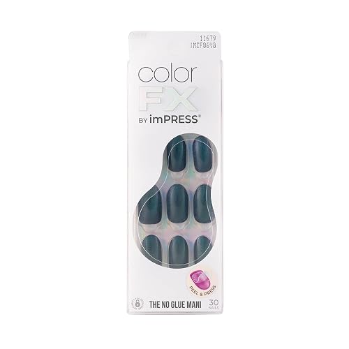 KISS Impress Color FX No Glue Mani 30 Pcs Press on Nails, Medium False Nails, Metallic Chrome & Cat Eye, Peel & Press, Hassle-Free Removal, Includes Beauty & Personal Care KISS