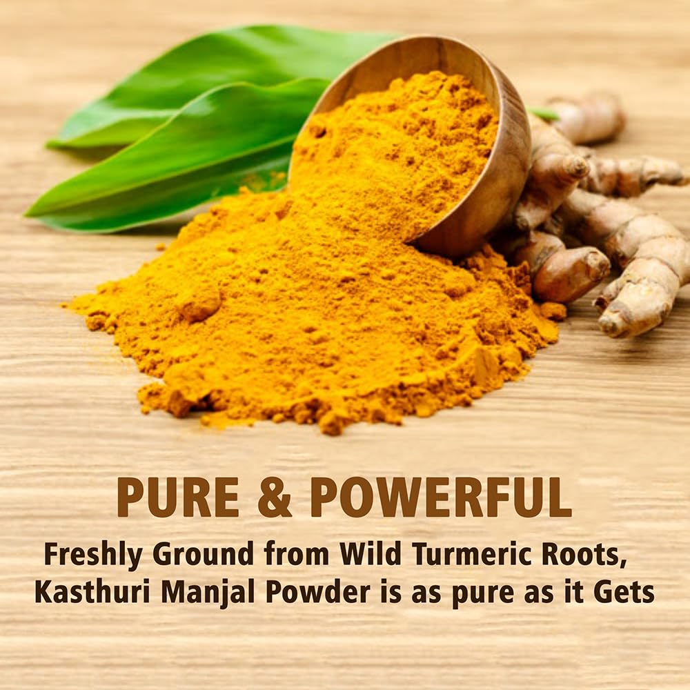 Kasthuri Manjal Powder for Skin and Face Care| Wild Turmeric powder | Curcuma Aromatica | Helps Acne skin (3.5 oz)