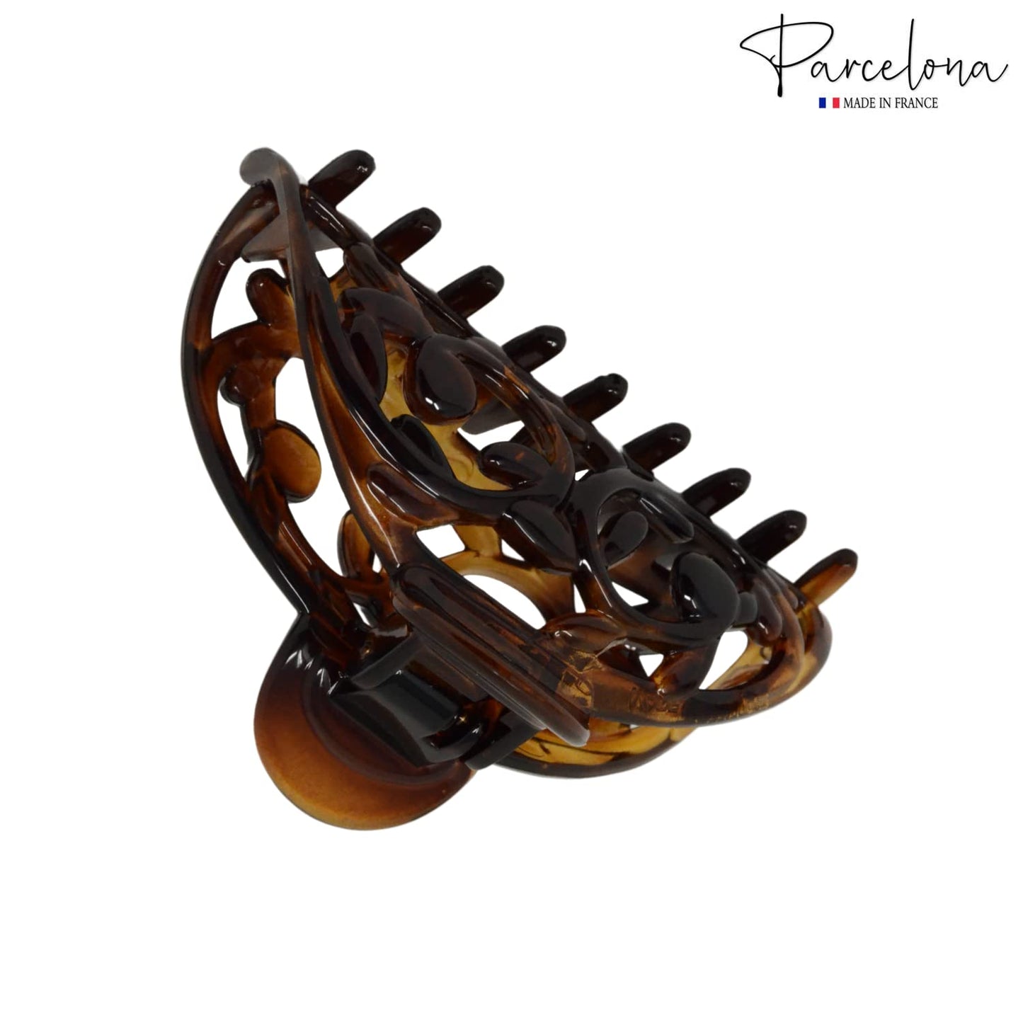 Parcelona French New Jardin Medium 3 1/4 Inch Covered Spring Celluloid Shell Jaw Hair Claw Clip