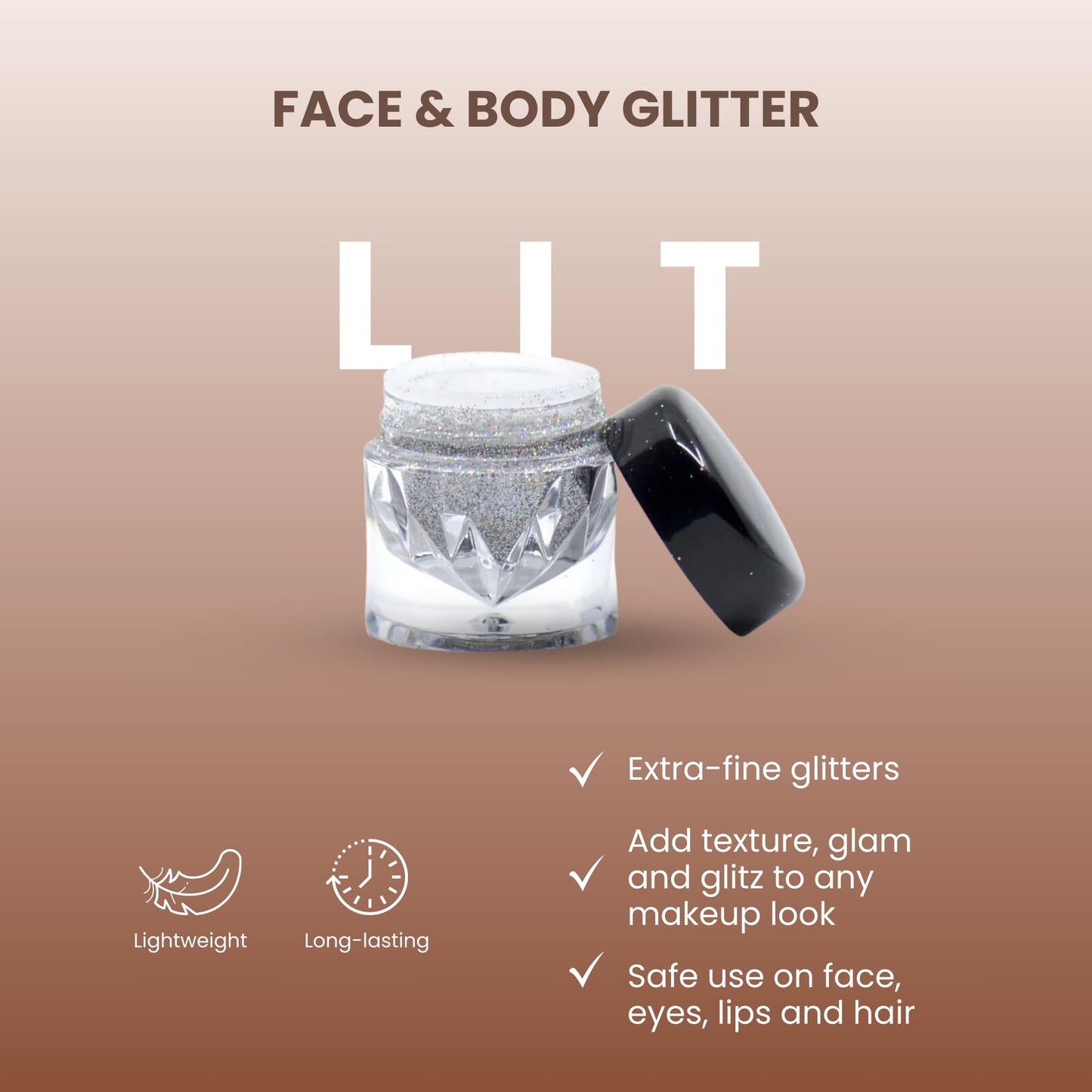 Poise Makeup Body and Facial Glitter | Extra-fine Cosmetic-Grade Glitters to Add Texture, Glam and Glitz, Safe for Face Eyes Lips and Hair
